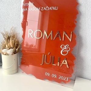 Acryl terracotta welkomstbord, welkomstbord bruiloft, gepersonaliseerd trouwbord, gouden bord voor bruiloft, welkom bij ons begin geschilderd