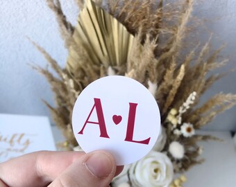 Set of 10 Wedding initials sticker, wedding heart stickers, wedding invitation sticker, heart sticker, thank you sticker, wedding custom tag