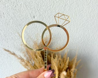 Adorno acrílico para pastel de bodas con iniciales, adorno acrílico para pastel Eheringe con letras, dije personalizado para pastel de bodas, decoración para pastel de anillos dorados