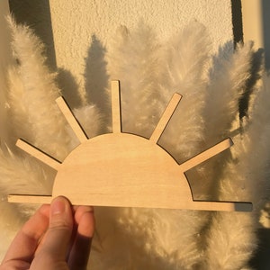 Decoração de casa de sol de madeira, decoração de casa de madeira, berçário, decoração minimalista de sol de madeira, estilo boho, decoração para casa e quarto, recorte de madeira para artesanato,