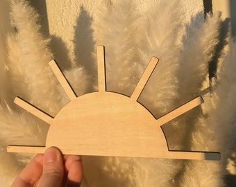 Decoración de sol de madera para el hogar, decoración de madera para el hogar, guardería, decoración minimalista de sol de madera, estilo bohemio, decoración del hogar y la habitación, recorte de madera para manualidades,