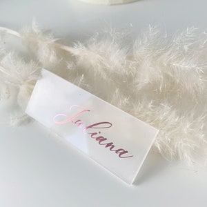 Segnaposto per matrimonio in acrilico, biglietti da visita in acrilico satinato, semplici ed eleganti rettangolari con nome personalizzato, planimetria minimalista, oro rosa, argento, oro