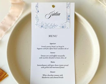 Flower wedding menu, personalized paper menu, cardstock menu cards, elegant menu cards, wedding stationery, flower wedding menu,