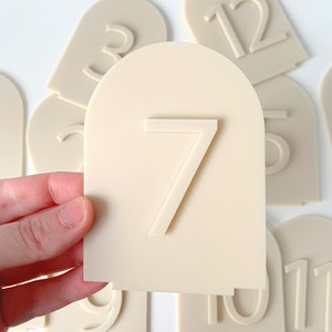 Beige Wedding table number, modern arch table number, matt small modern table number, elegant table decor, gold numbers