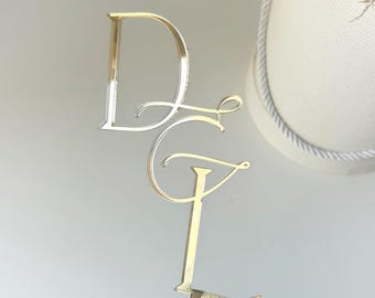 Custom Acrylic Wedding Cake Topper with Initials, Personalized Monogram Cake Topper, Modern Acrylic Cake Decoratio, Bridal Shower Cake decor