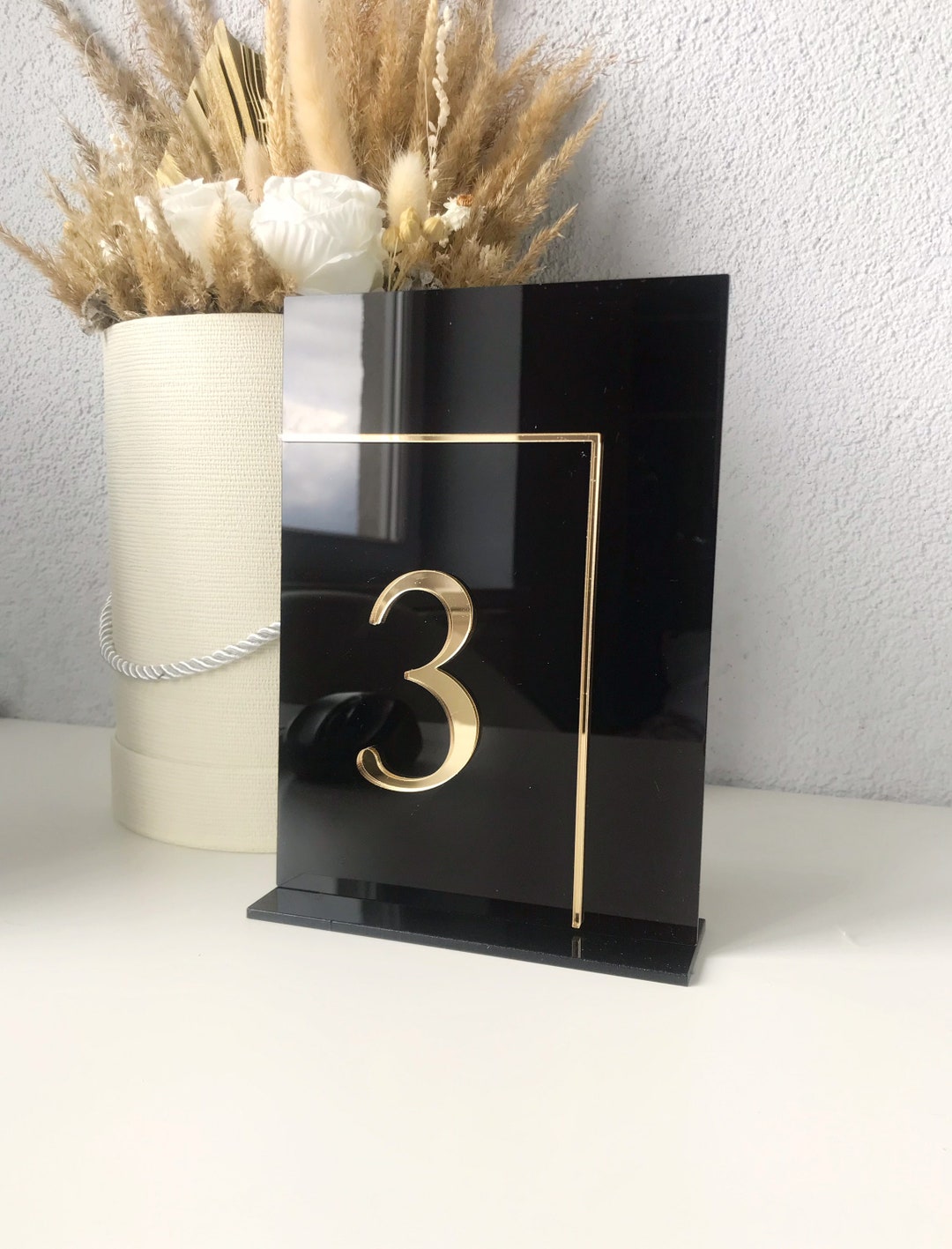 Acrylic Wedding Table Number, Acrylic Black Table Number, Rectangle