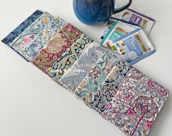 William Morris fabric tea wallet, 4 Packet, Handmade Tea wallet,  teabag holder, gift for her, birthday gift