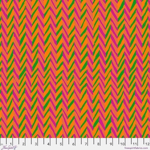Fabric FreeSpirit Orange Herringbone Stripe Kaffe Fassett Collective February 2026 by the Quarter Yard PWBM019.ORANGE