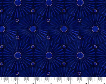Fabric Blank Quilting Navy Sunbursts Cameo Appearance by the Quarter Yard 4652-77