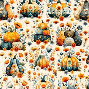 Fabric QT Cream Pumpkin Patch Harvest Hollow by the Quarter Yard 31989-E