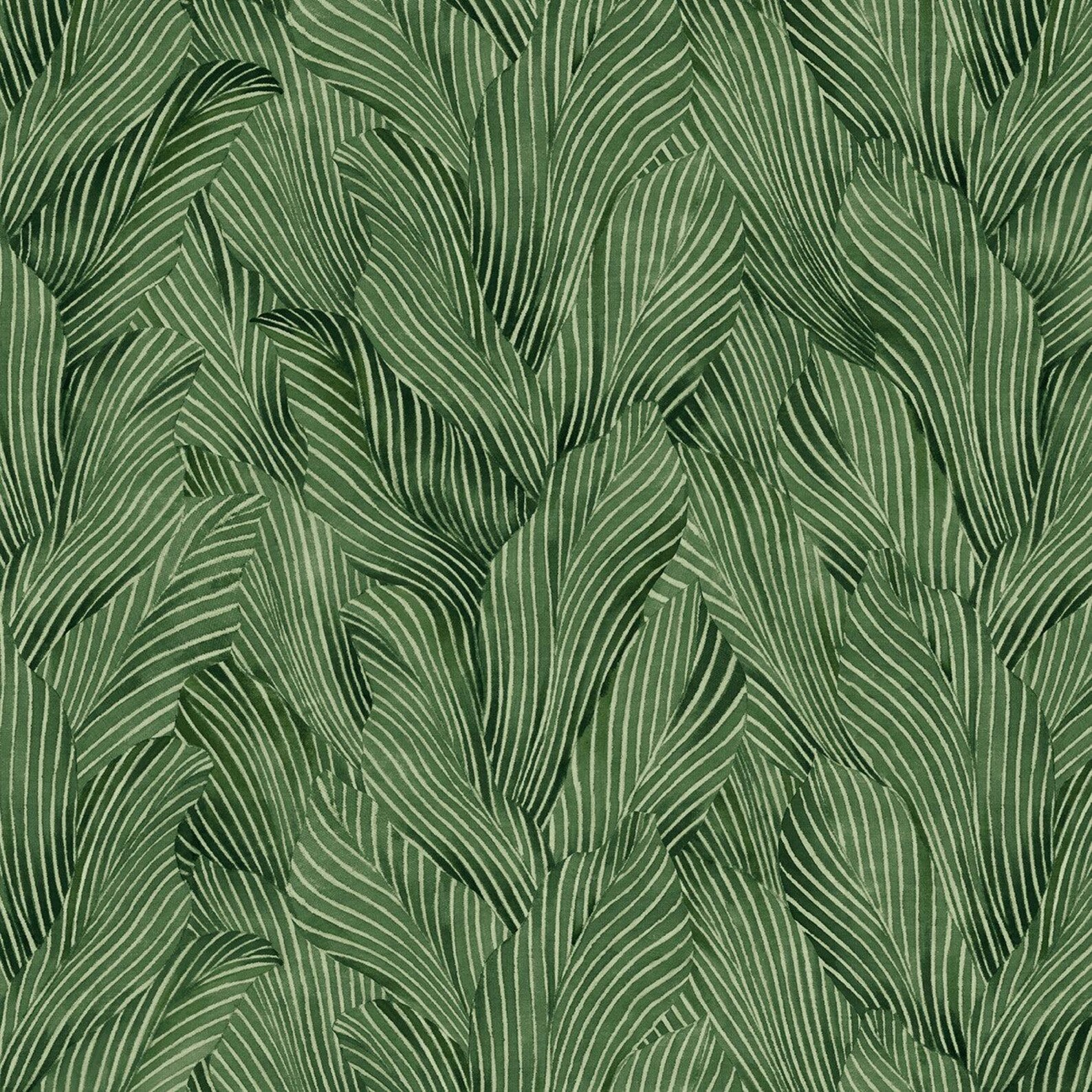 Fabric P & B Textiles Forest Green Tonal Leaves Earth Tones 108