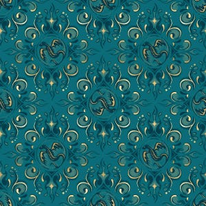 Fabric Ruby Star Society Metallic Galaxy Dragon Emblem Fireglow by the Quarter Yard RS2136-14M