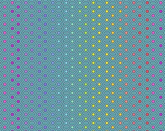Fabric FreeSpirit Tula Pink Rainbow Peacock Hexy by the Quarter Yard PWTP151.PEACOCK
