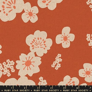 Fabric Ruby Star Society Canvas Persimmon Hana Double Gauze in Linen Blend Paper Cuts 2 by the Quarter Yard RS1115-20L