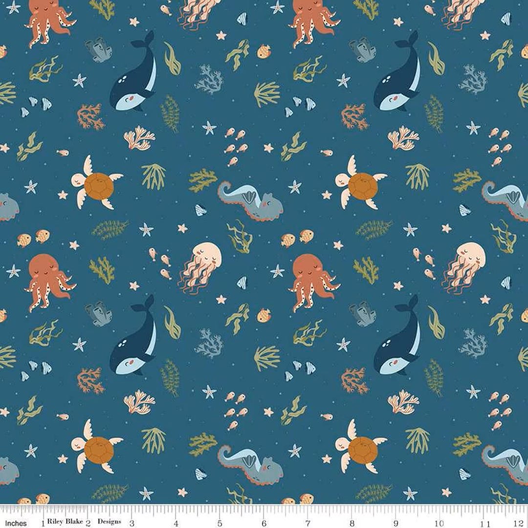 Fabric Riley Blake Ocean in the Sea Created With Love by the Quarter ...