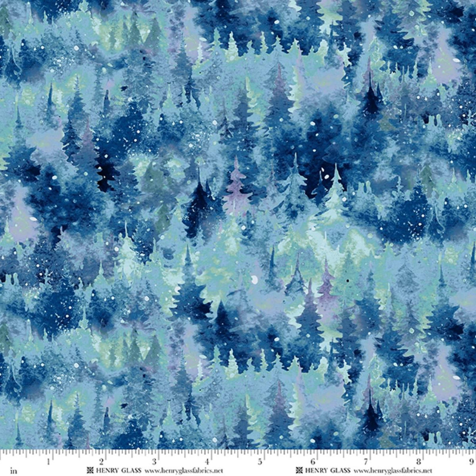 Beyon Tree Fabric Henry Glass Blue Spruce Stacked Pine Trees Beyond the Pines by ...