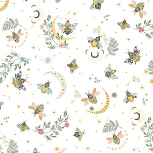 Fabric Dear Stella Designs White Sting Like a Bee by the Quarter Yard D3274