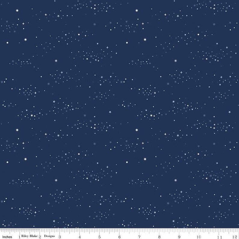 Starlight Riley Blake Pattern Fabric Riley Blake Navy Starlight Between the Pages by the Quarter Yard ...