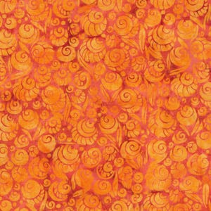 Fabric Lumin Red Orange Shell Cluster Garden Glory Island Batiks by the Quarter Yard 512506809