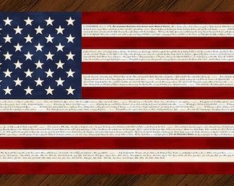Fabric Studio E Red/Navy Flag United We Stand Panel 8583P-87