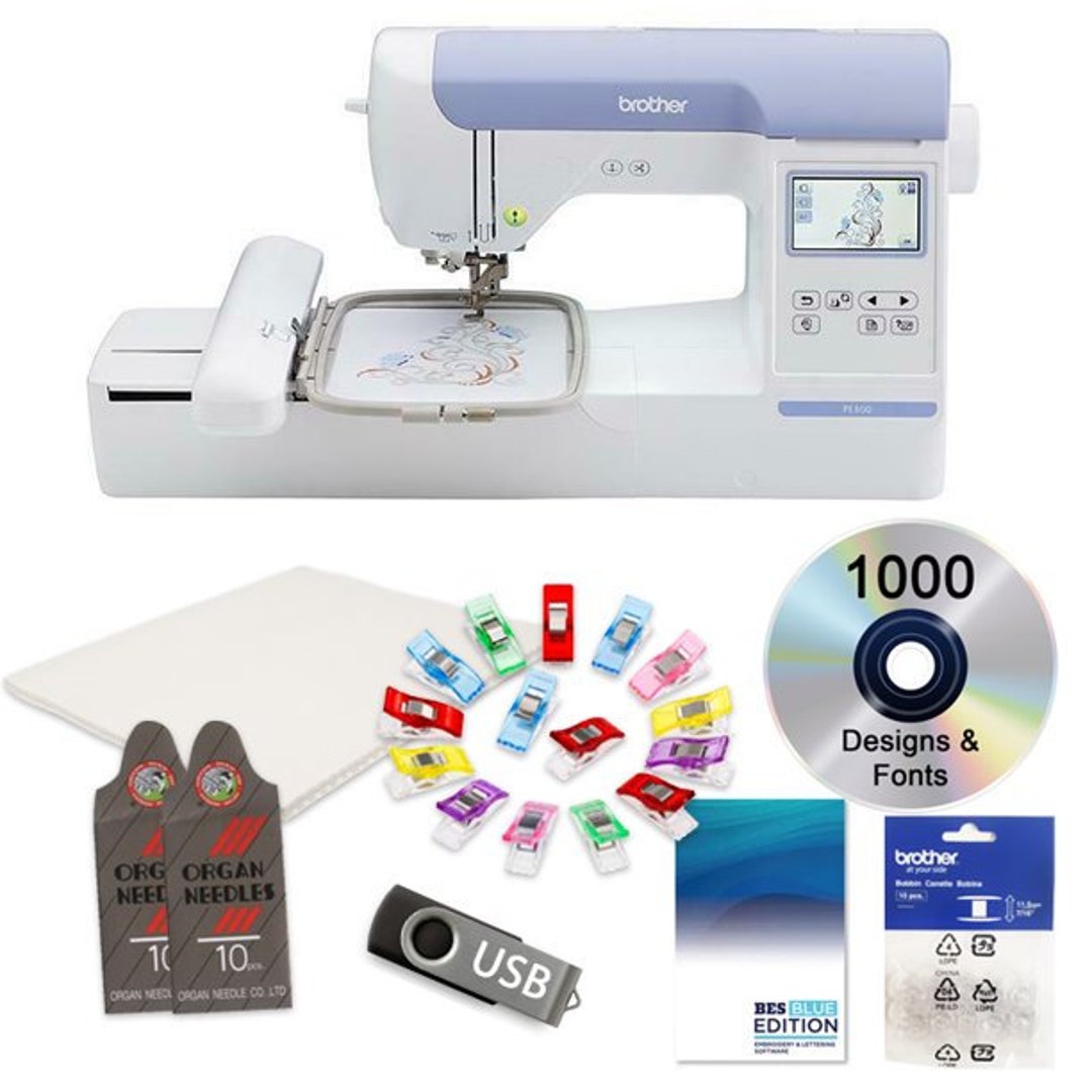 BROTHER PE800 5x7 Embroidery Machine With Large Color Touch Screen and Free Bonus Bundle