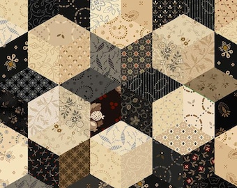 Fabric Marcus Multi Star Block Black Sheep Cottons 108" Wide Back by the Quarter Yard QB172032D