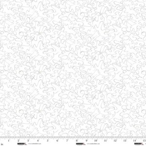 Fabric Studio E White on White Scribbles Best of Cream & Sugar by the Quarter Yard 8927-01W