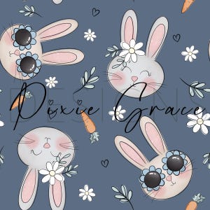 Bunny seamless pattern, fabric design, digital download, surface pattern, children, baby, fabric, non exclusive, funky, glasses, carrot