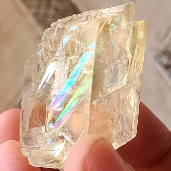 Super Clear!!! Iceland Spar | Optical Calcite Block |Rays of Rainbow | Ethically Sourced from Afghanistan