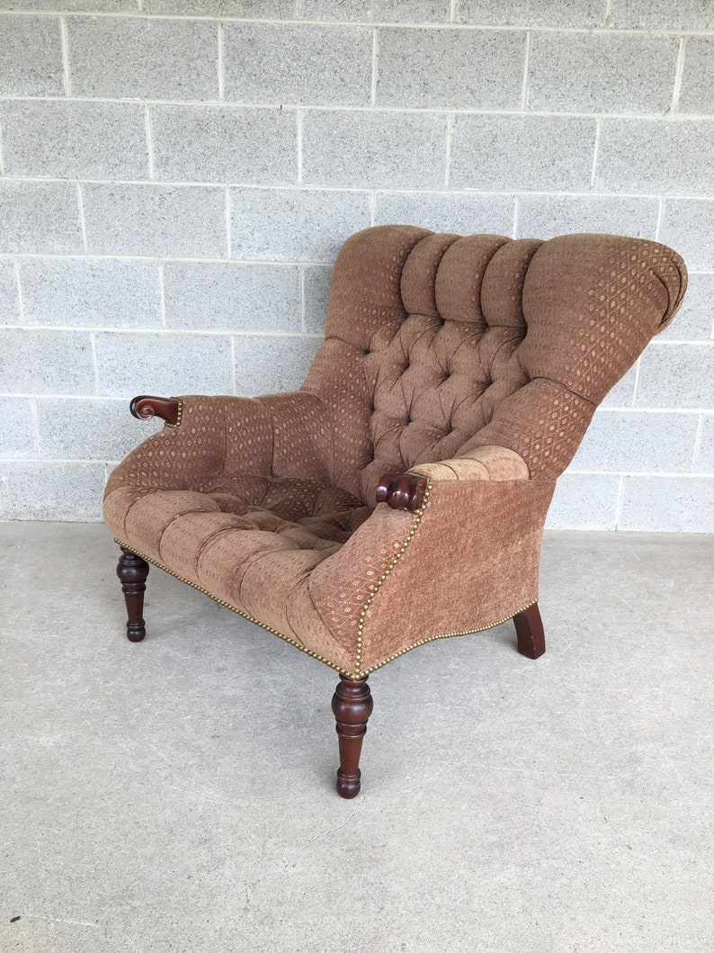 Stickley Leopold Tufted Fabric Upholstered Club Chair and Ottoman