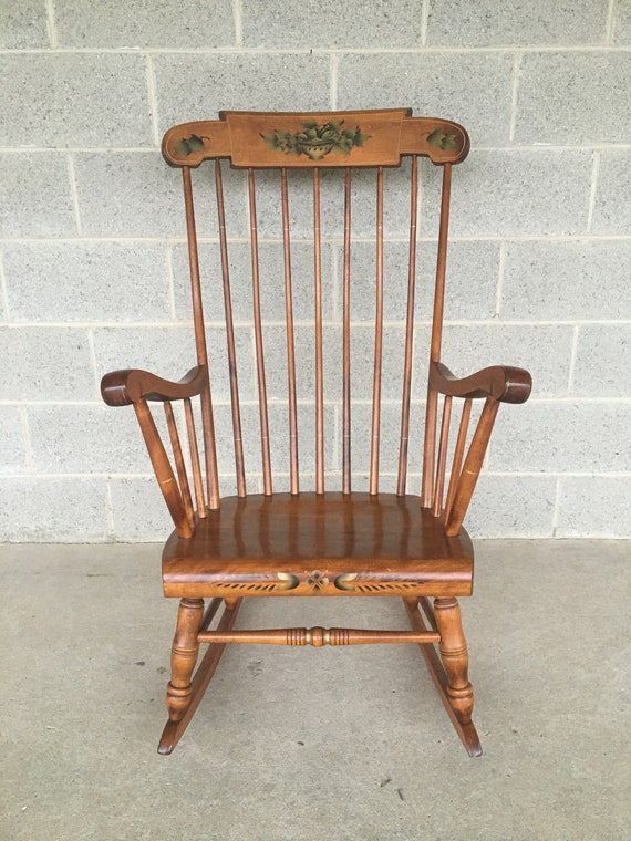 S. Bent Brothers Hitchcock Style Paint Decorated Rocking Chair shipping is NOT Free or 1 Dollar Etsy