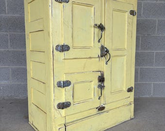 Antique 1930s Folk Art Painted Ice Fishing Box W/ Sleigh Base & Yellow Fish  Motif - Storage Chest Hinged Lid - Original Red + Green Paint - Etsy