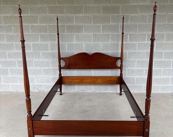 Biggs Mahogany Georgian Style Double Poster Bed Frame (Shipping is NOT FREE or 1 Dollar)