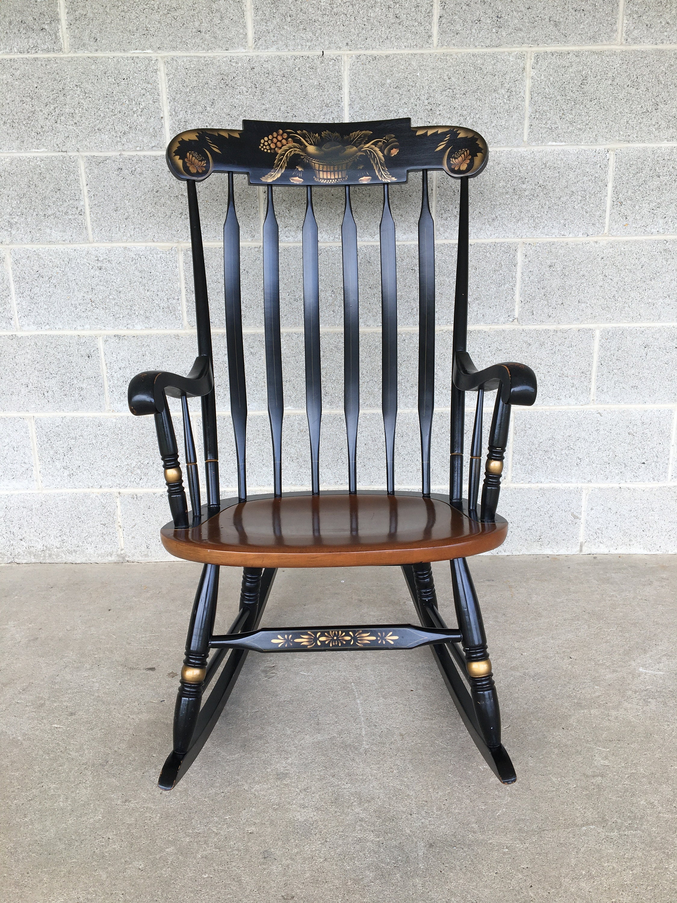 L. Hitchcock Black Harvest Arrow Back Rocking Chair Shipping is Not Free or 1 Dollar Etsy