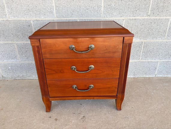 A - Ethan Allen Maison French Country Style Cherry 3 Drawer
