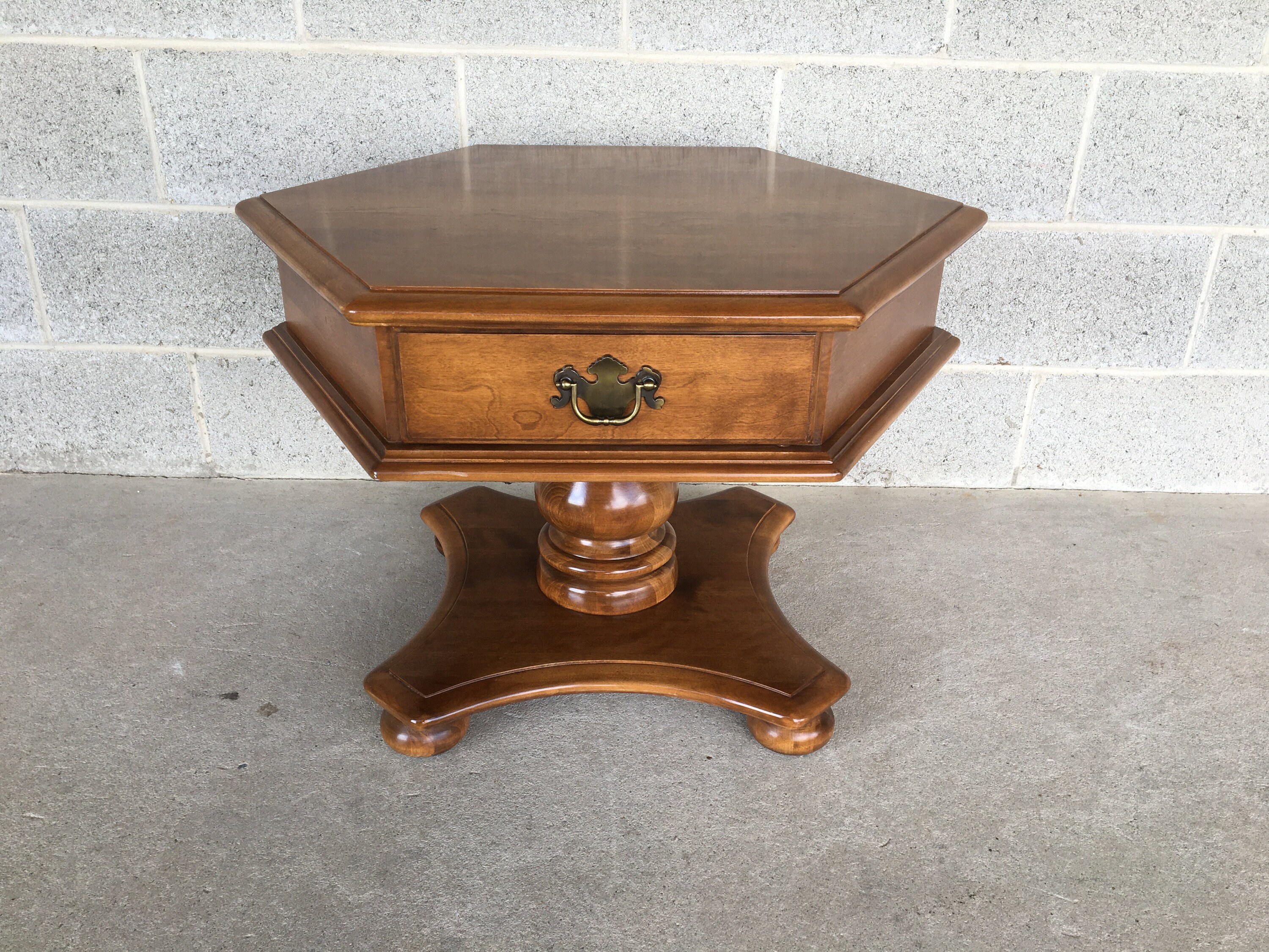 Ethan Allen Nutmeg Finish Maple Hexagon Side Table shipping is NOT FREE or 1 Dollar Etsy