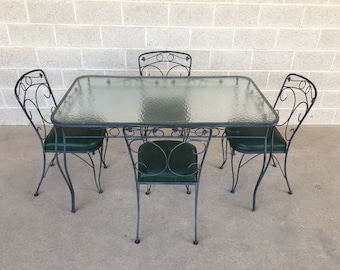Woodard Style Vintage Wrought Iron 5 Piece Dining Set (Shipping is Not Free or 1 Dollar)