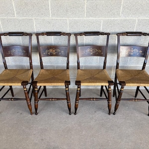 Hitchcock Style Set of 4 Slat Back Rush Bottom Side Chairs (Shipping is NOT Free or 1 Dollar)