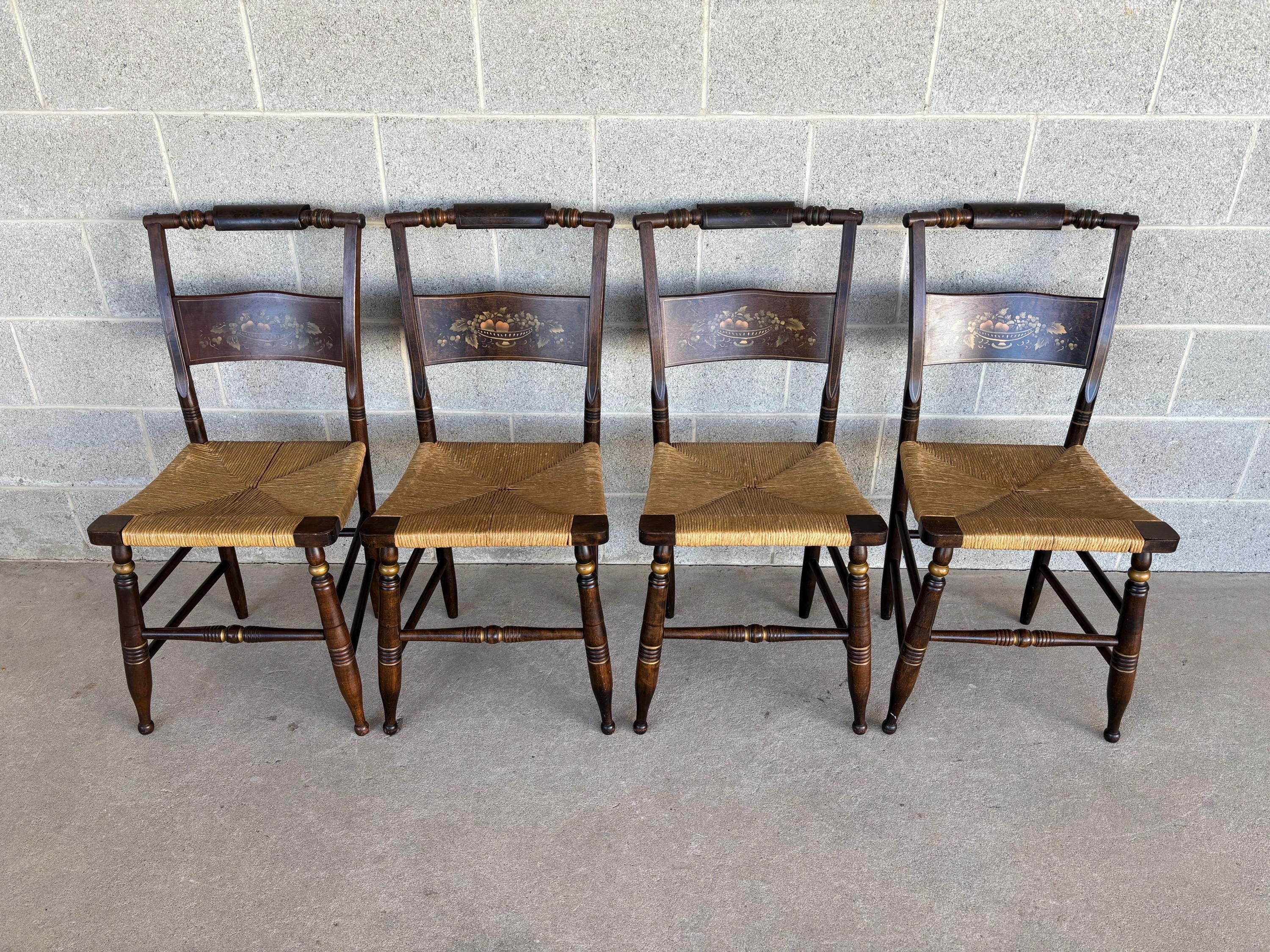 Hitchcock Style Set of 4 Slat Back Rush Bottom Side Chairs (Shipping is NOT Free or 1 Dollar)