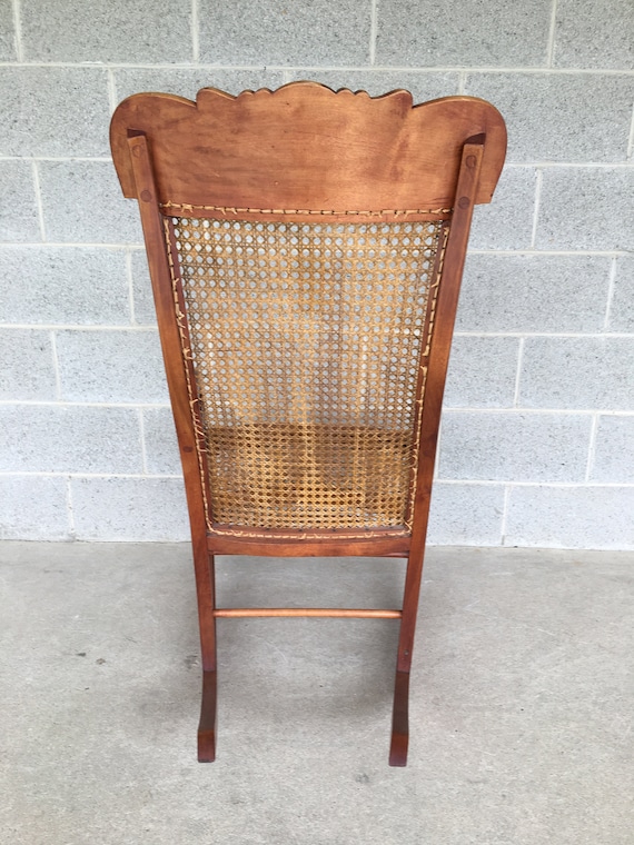 Antique Victorian Cain Burl Walnut Rocking Chair (shipping is NOT