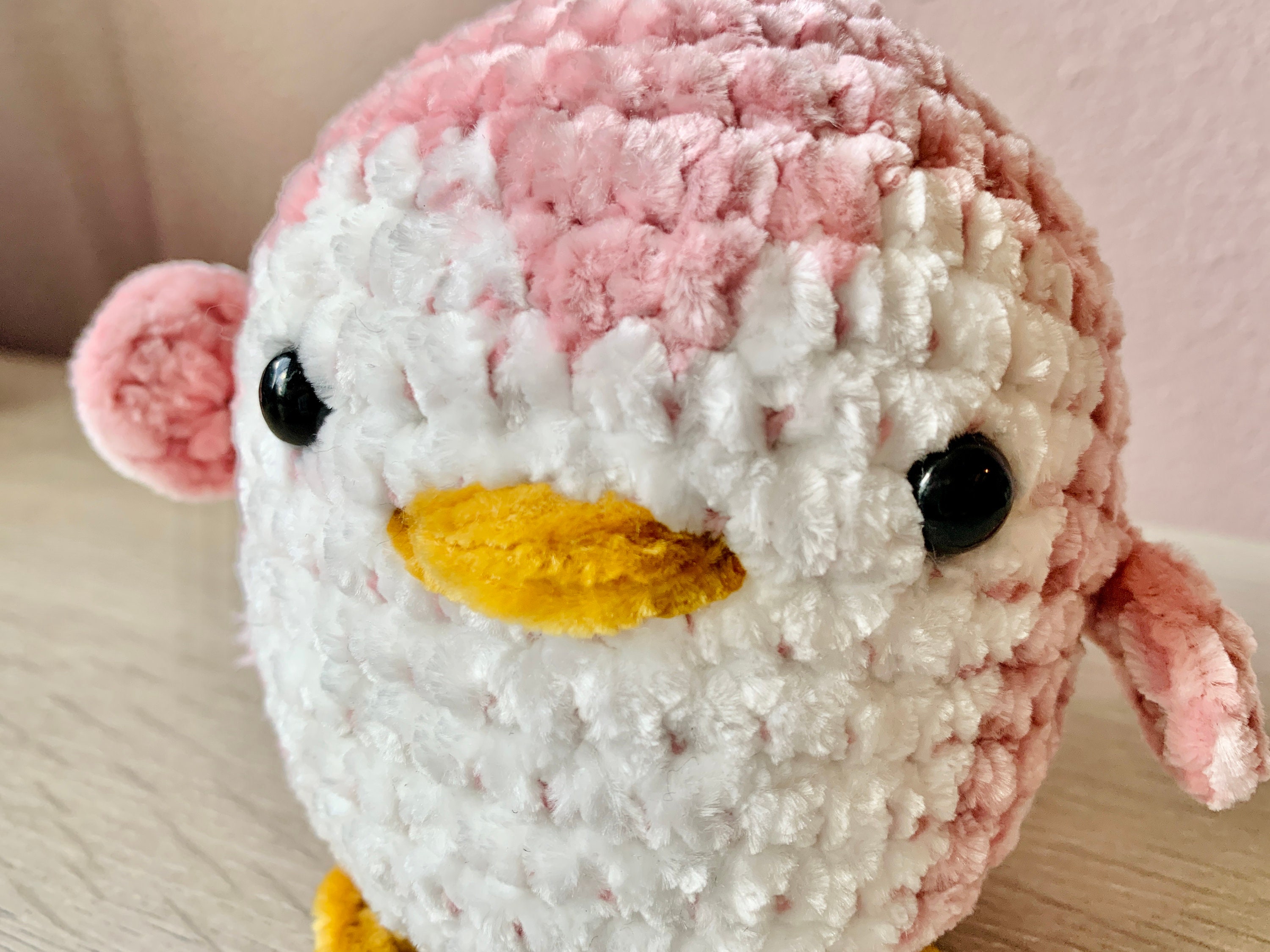 Amigurumi Velvet Penguin Plushie Soft Cuddly Stuffed Animal 4 Tall