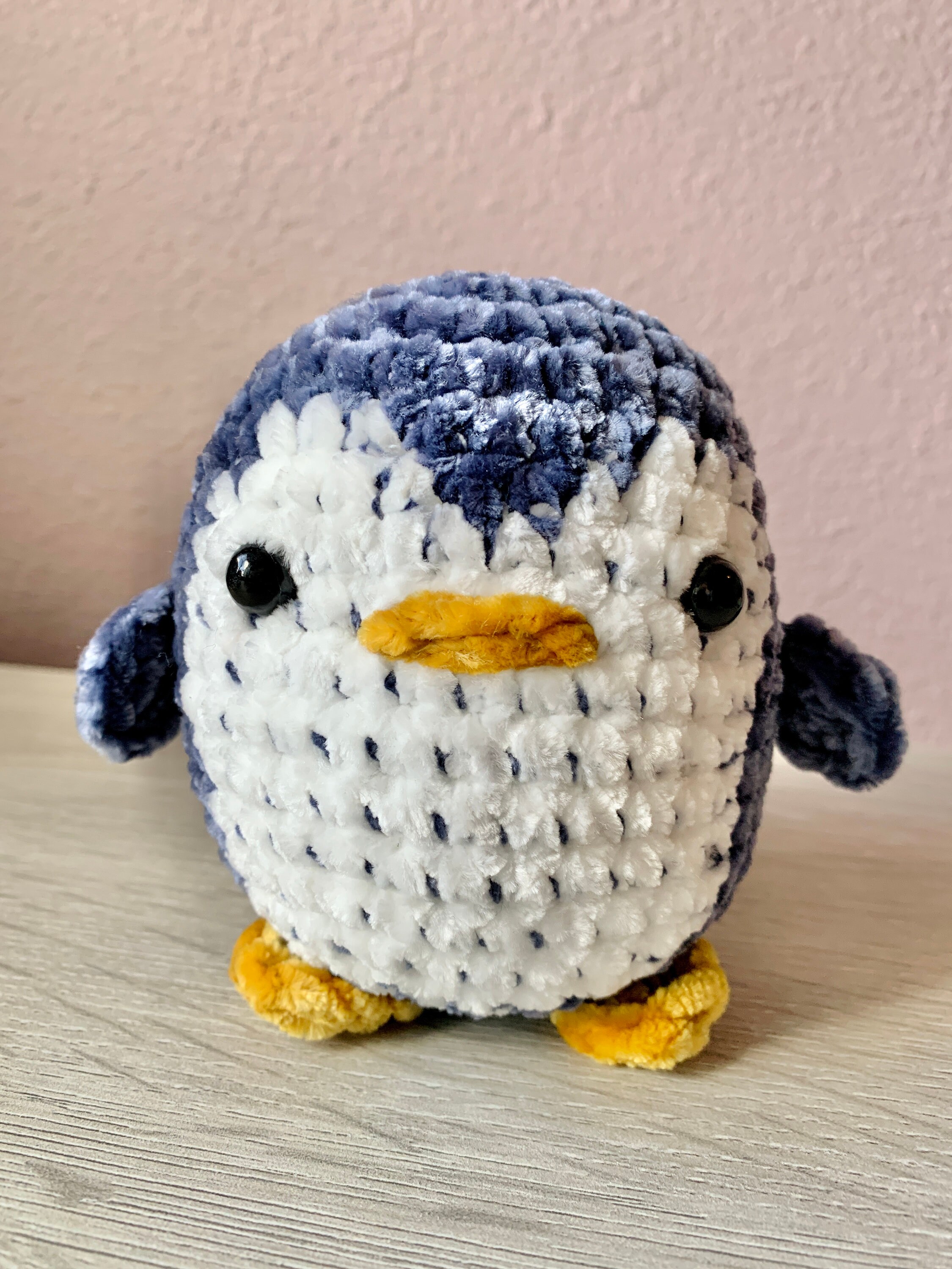 Amigurumi Velvet Penguin Plushie Soft Cuddly Stuffed Animal 4 Tall