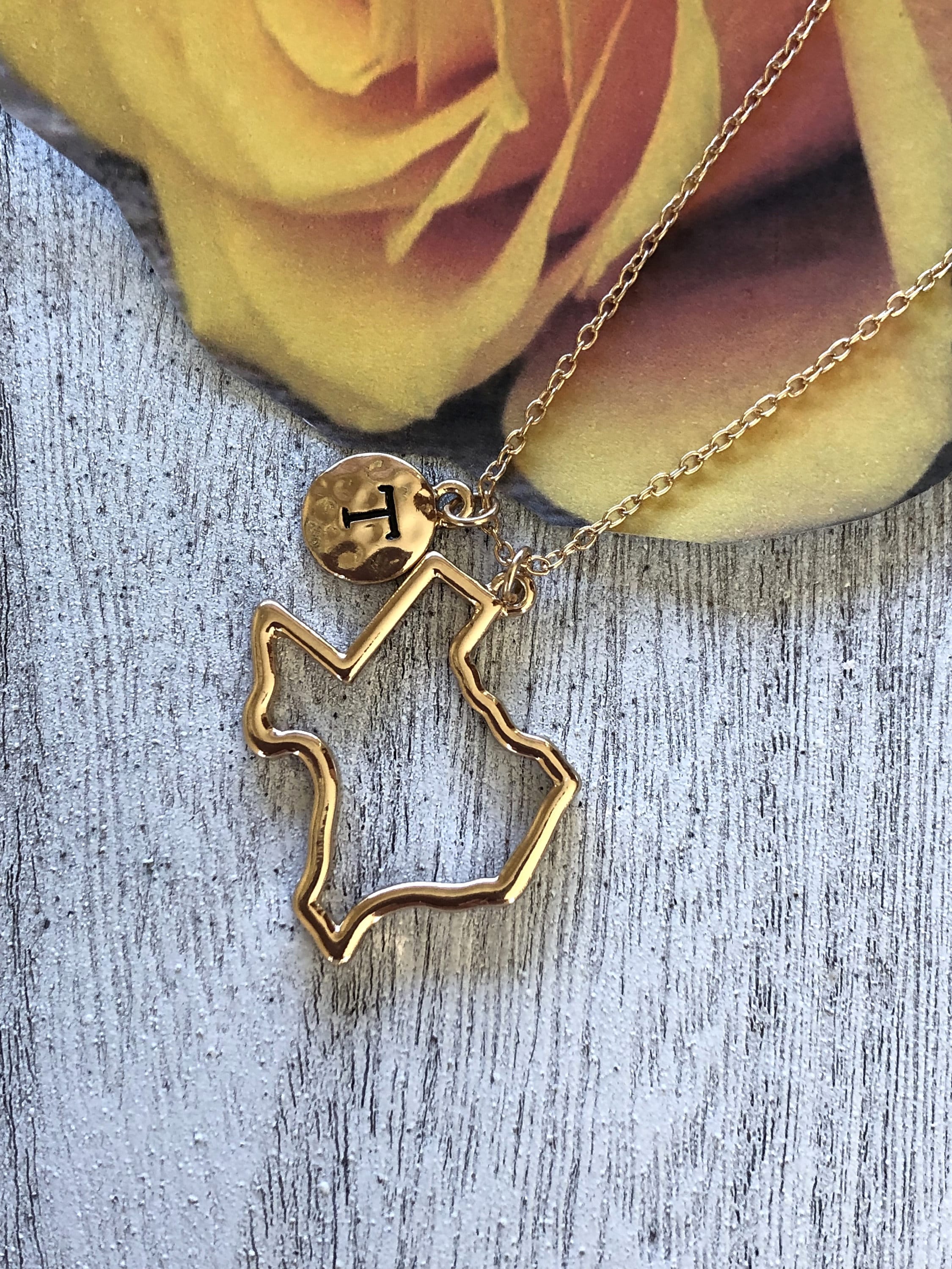 Pendant Necklace Gold TX State Necklace Texas State Necklace with Heart State Shaped 10pcs-N188