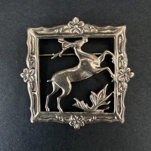 N0218  Vintage LANG Sterling silver Framed Seer Pin Back Brooch / Sterling silver brooch / by Lang