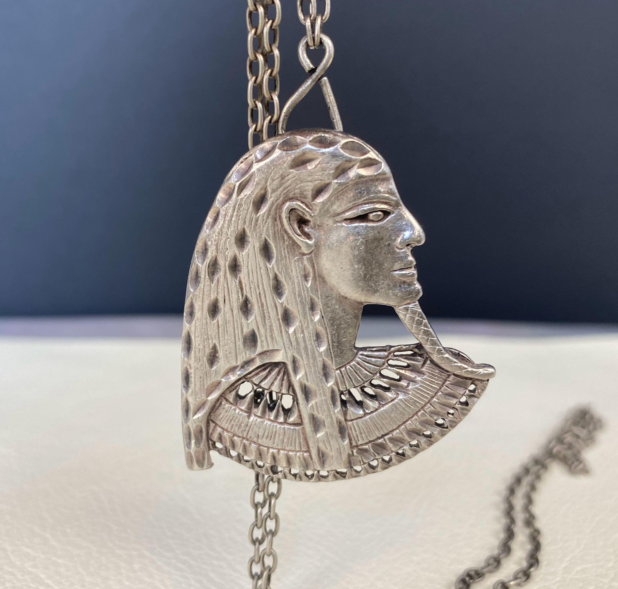 PS: Egyptian Set Silver Pendant セト N1270 Vintage VANTAGE Cleopatra VII Pendant Necklace / 925