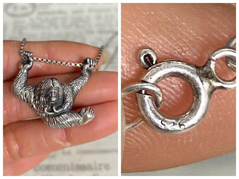 N1370 Vintage Sterling Silver King Kong Pendant / 22