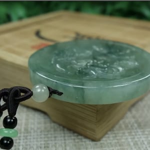N0111 Certified 100% Natural/Guarantee A grade jadeite /翡翠A货/ jade / caving carp lotus/ pendant
