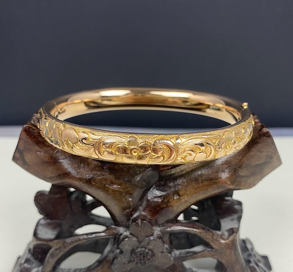 N1257 Antique A&Z 1/10 Gold Filled Oval Hinge Bangle Bracelet