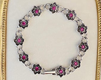N0645 Vintage Avon Bracelet/ Pink Rhinestones bracelet/Avon Marked  /Art Nouveau Style bracelet
