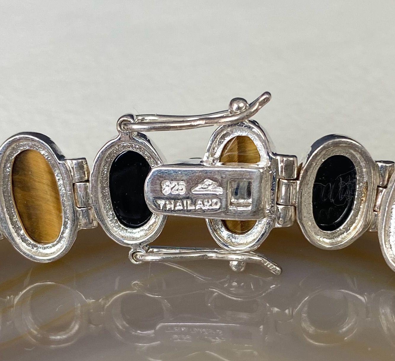 【おトク】 N1140 Vintage 925 Sterling Silver Tigers Eye Cabochon 手形・足形